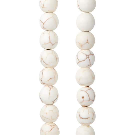 12 Pack:  White Crackle Dyed Howlite Round Beads, 8mm by Bead Landing&#x2122;